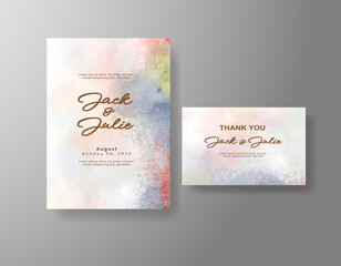Wedding invitation with abstract splash watercolor