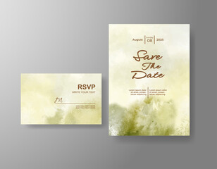 Wedding invitation with abstract splash watercolor