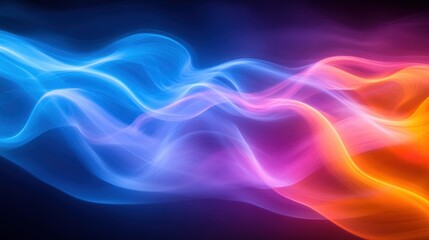 Obraz premium Abstract colorful smoke waves flowing on dark background
