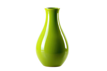 Elegant green ceramic vase against black background, cut out