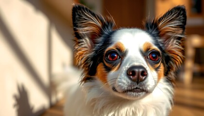Fototapeta premium Dog in focus with blurred background capturing the essence of pet life in natural light