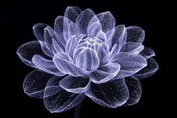 A delicate, translucent flower against a dark background.