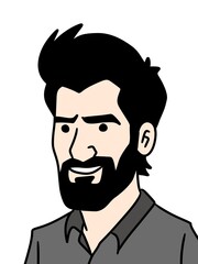 cartoon man with beard on white