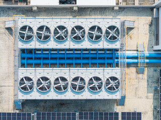 Industrial Cooling Tower System with Twelve Fan Units