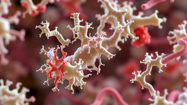 Bacterial Effector Proteins: Close-up view of bacterial proteins manipulating host cellular functions, highlighting pathogenicity factors