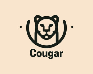 Bold Cougar Head Logo in Flat Design