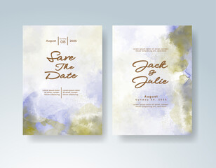 Wedding invitation with abstract splash watercolor