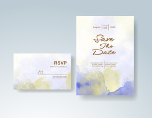 Wedding invitation with abstract splash watercolor