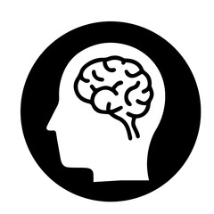 human head silhouette with brain