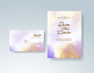 Wedding invitation with abstract splash watercolor