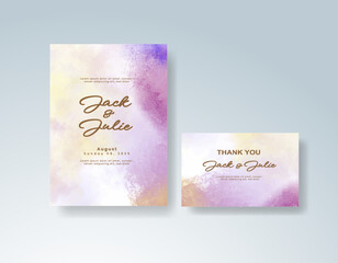 Wedding invitation with abstract splash watercolor