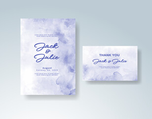 Wedding invitation with abstract splash watercolor