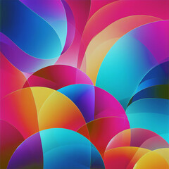 Vibrant Abstract Composition - Overlapping Translucent Shapes Digital Art
