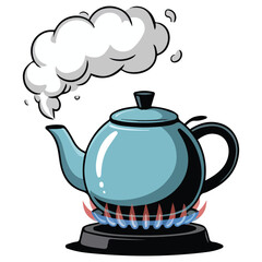 Glass cooking pot on gas stove isolated vector illustration on white background