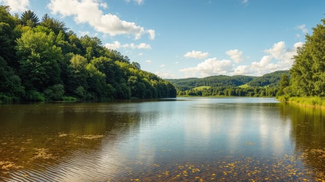 Serene Saint-Agnan Lake in Morvan Regional Natural Park, France