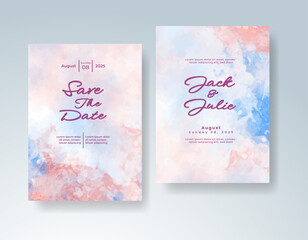 Wedding invitation with abstract splash watercolor