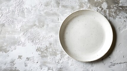 Empty Round Plate on White Textured Surface, Dinnerware, Tableware, Minimalist