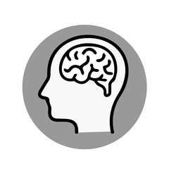 human head silhouette with brain