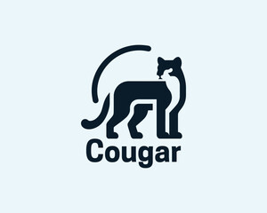 Cougar Animal Logo with Detailed Silhouette