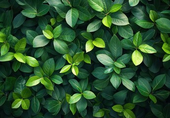 Green leaves create a lush and vibrant ground cover in a natural setting during daylight hours