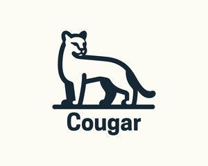 Minimalist Cougar Animal Logo Design