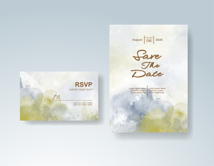 Wedding invitation with abstract watercolor background