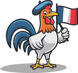 Peruvian Rooster Cartoon with Flag