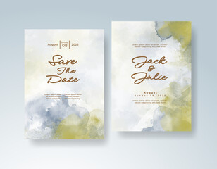 Wedding invitation with abstract watercolor background