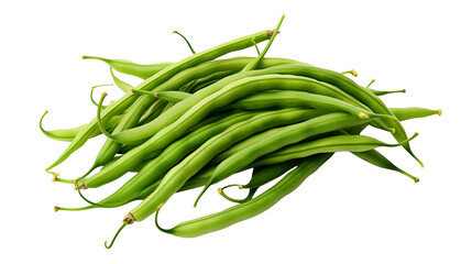 A pile of fresh green beans on a black background ready for cooking and healthy eating habits