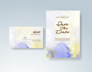 Wedding invitation with abstract watercolor background