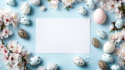 Pastel Easter eggs and flowers