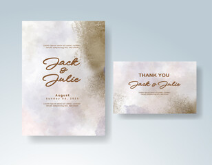 Wedding invitation with abstract watercolor background