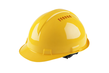 Bright Yellow Hard Hat on Transparent Background, PNG