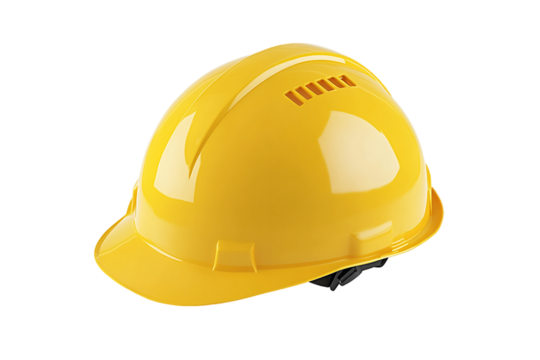 Bright Yellow Hard Hat on Transparent Background, PNG