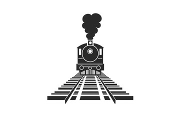 A classic steam train approaches on tracks, with billowing smoke, evoking vintage travel charm and adventure, isolated on a transparent background