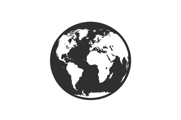 Fototapeta premium Dark globe illustration focused on continents in a simple silhouette style, representing global scale or mapping, isolated on a transparent background