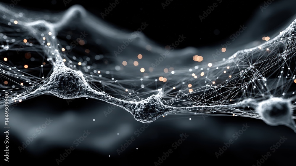 Poster Abstract representation of a network of connected lines demonstrating neural interconnections in technological designs