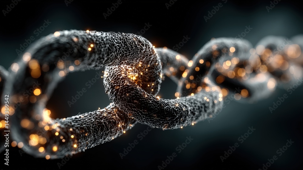 Aufkleber Abstract representation of a chain of lights symbolizing blockchain technology in a modern and innovative style