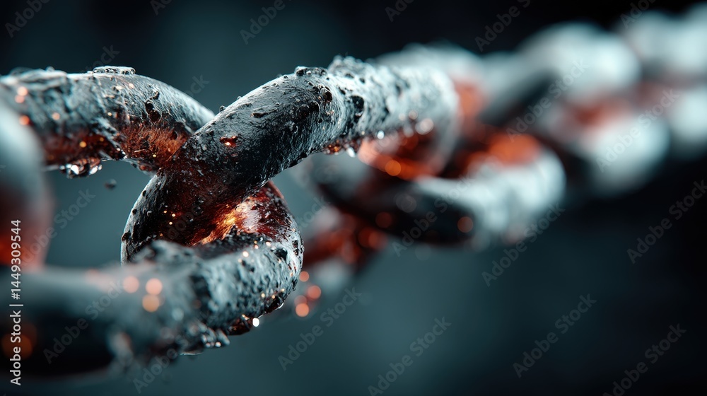 Poster Abstract representation of a fragmented blockchain technology illustrated through complex patterns and structures