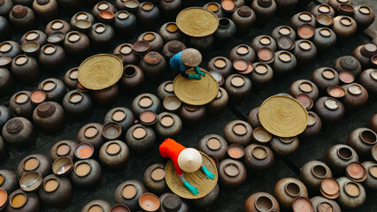 Overhead Shot of Vietnamese Artisans at Work