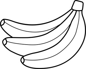 Banana fruit outline, coloring book and icon illustration.