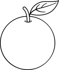 Orange fruit outline, coloring book and icon illustration.