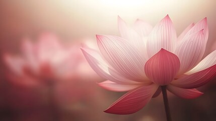 Fototapeta premium Stunning Pink Lotus Flower Blossom in Soft Light