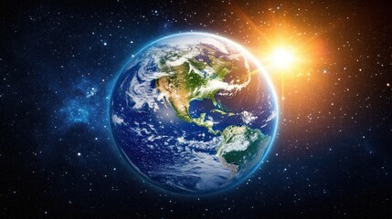 Fototapeta premium Earth from space, sunlit