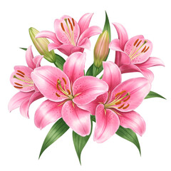 Naklejka premium pink lily isolated on white background