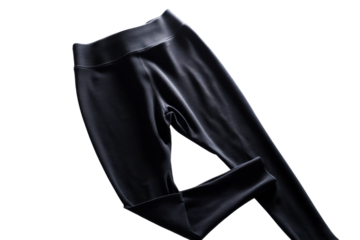 Black athletic leggings on black background, cut out