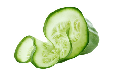Cucumber slice isolated on white background, full depth of field
