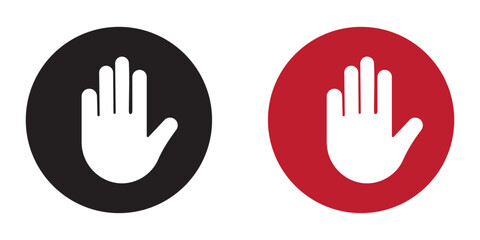 Fototapeta premium Stop sign set. Stop icon isolated on white background. Vector illustration. Stop hand sign with text. Red stop sign.