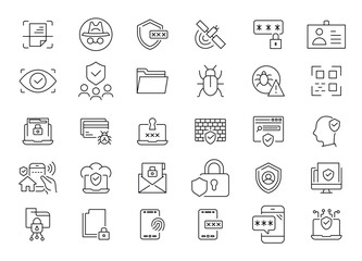 Cyber security icons depict digital safeguards