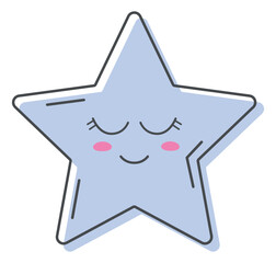 Sleeping blue star flat illustration.